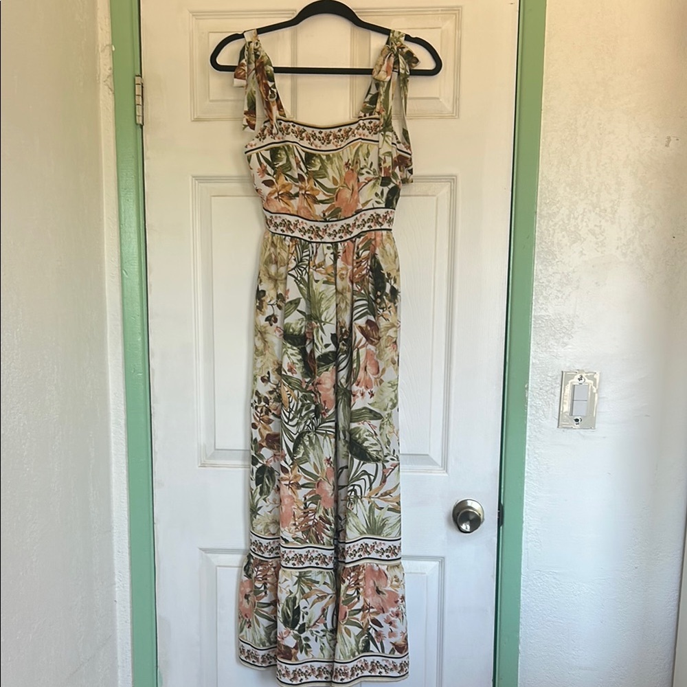 Joie Floral Maxi Dress - Green and Pink